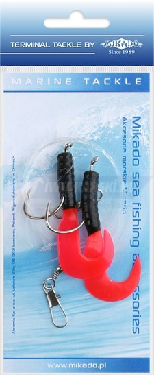 MIKADO ZESTAW MORSKI - PILK D-TWIST RIG 5.5cm - hak 2x4/0 (BLACK/RED)
