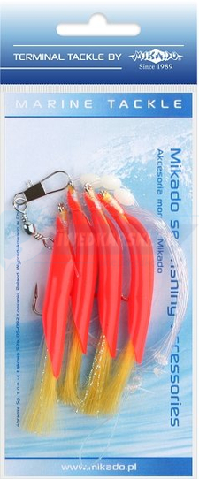 MIKADO ZESTAW MORSKI - HAIR TUBE RIG - hak 1/0 (RED/YELLOW)
