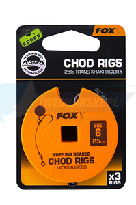 FOX przypony CHOD RIG Standard Barbed 25lb size 6
