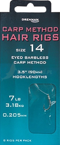 DRENNAN Haczyki Carp Method + przypon z włosem nr 18 / 0,185mm - 8szt